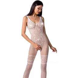 Бодістокінг Passion BS069 комбінезон імітація панчох та боді S/M/L white