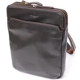 Вертикальна чоловіча сумка через плече із гладкої натуральної шкіри SHVIGEL 19,5х25х5 см sum0027436