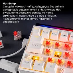Клавіатура Ajazz NK68 Red Switch White USB-C (NK68-R-W) - мініатюра 6