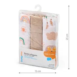Пелюшки муслінові бавовняні BabyOno кремові 70х70 см 3 шт. (348/08) - мініатюра 6