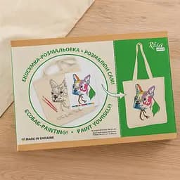 Набор экосумка-раскраска «Яркий мопс» хлопок 220 г/м2 38х42см ROSA Talent [CD]