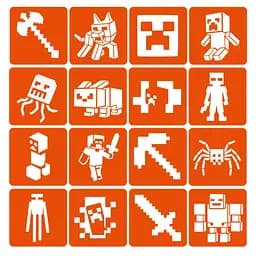 Набор трафаретов для био-тату "Minecraft" Fresh Tattoo Minecraft-6x6-16, 16 трафаретов