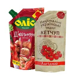 Набор кетчупов: Национальные украинские традиции Кроткий 250 г + Олис Шашлычный, 250 г 