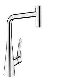 Змішувач Hansgrohe Metris M 71 Select 320 1jet кухонний з витяжним виливом Sbox 73803000 Хром
