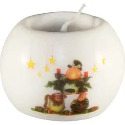 Декоративная новогодняя свеча Devilon Шар с рисунком 7х7х5.1 см белый 791248)