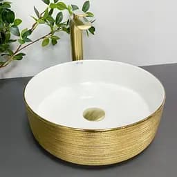 Умивальник VBI Prato gold white накладний VBI-011408, Золотий - мініатюра 3