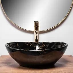 Умивальник Rea Sofia 41x34,5 black marble shiny (REA-U5611), Глянцева - мініатюра 2