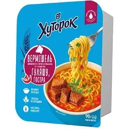 Вермишель быстрого приготовления Хуторок со вкусом гуляша острая лоток 90 г