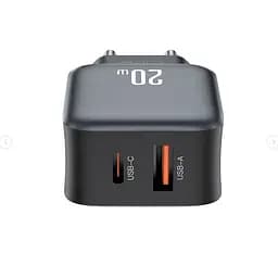 Мережевий зарядний пристрій XO L154 EU PD20W/QC18W(1A1C) fast charger Чорний - мініатюра 2
