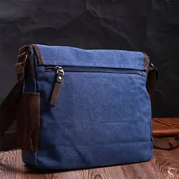 Чоловіча сумка через плече для ноутбука 13" із щільного текстилю Vintage 22203 синій - мініатюра 8