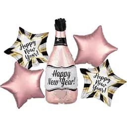 Набір фольгованих кульок "Happy New Year!" 5 шт декоративні для свят