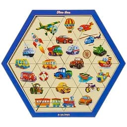 Дерев'яний пазл-головоломка Транспорт Ubumblebees (ПСФ024) PSF024 шестикутник