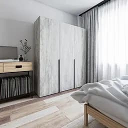 Шкаф для одежды Flamecame трехдверный большой из ДСП распашной II FST-27 Бетон