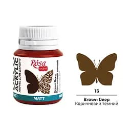 Акрил для декора Темный коричневый (16) матовый 20 мл Rosa Talent