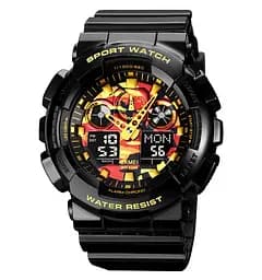 Годинник чоловічий наручний Skmei 1832 (Чорний з золотом та червоним)