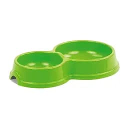 Миска Priroda подвійна №1 для котів, 150 мл/270 мл, зелена