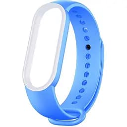 Ремінець Uwatch Double Color Replacement Silicone Band For Xiaomi Mi Band 5/6/7 Light Blue/White Line