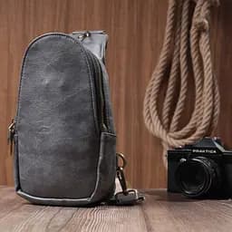 Модна сумка через плече в модному кольорі з екошкіри Vintage 22792 сіра - мініатюра 9
