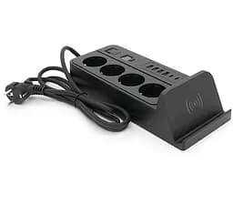 Сетевой фильтр-удлинитель Voltronic G-12H, 4 Socket+4 USB 3,2А+2 Type-C +беспроводная зарядка +таймер, 2м, Black - мініатюра 3