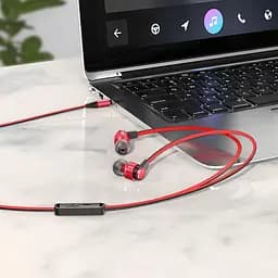Провідні вакуумні навушники Hoco M85 Platinum sound універсальний earphone with mic, 3.5mm, 1.2m, red - мініатюра 4