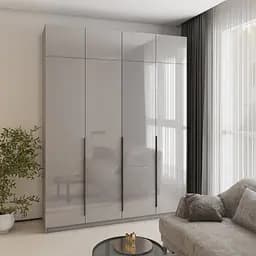 Шкаф 4-дверный с антресолью MebelStar Оскар Gloss BL-B, блок ящиков 200x52x260 см Серая мышка/Серый (MBS-5568)
