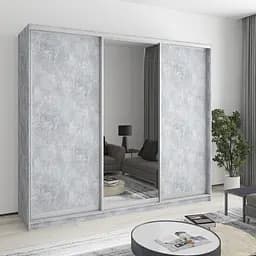 Шкаф-купе трехдверный MebelStar Уни AL 2ДСП/Зеркало 240x60x210 см Бетон (MBS-3098)