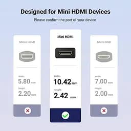 Перехідник адаптер Ugreen Mini HDMI to HDMI 2.0 4K 60 Hz 0.5 м Black (HD168) - мініатюра 2