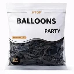 Повітряні надувні кульки HTOP Balloons Party 12 дюймів 100 шт. яскраві товари аксесуари для свята Чорний - мініатюра 2