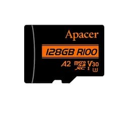 Apacer Карта пам'яті microSD 128GB C10 UHS-I U3 A2 R100/W80MB/s + SD