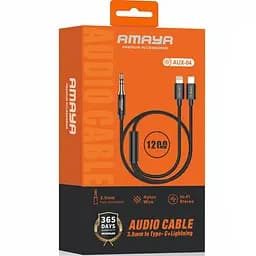 Аудіо кабель Aux Amaya AUX-04 (Type-C/Lightning to AUX 3.5mm) (1.2m) Black - мініатюра 2