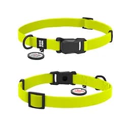 Ошейник для собак водостойкий Waudog Magnet с QR-паспортом магнитная пряжка-фастекс S Ш 15 мм Д 26-35 см лимонный