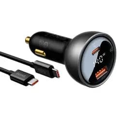 Автомобільний зарядний пристрій Baseus Digital Display PD3.1 Dual Fast Charger Car Charger USB+Type-C 140W Set CGZX070001 Black