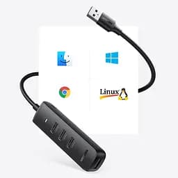 Хаб USB 3.2 Type A -> 4xUSB 3.2 Активний, 1м Чорний CM416 UGREEN - мініатюра 2