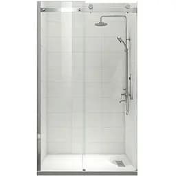 Дверь в нишу Koer SR SD01-120x200-TR-01 прозрачное стекло Easy Clean 8 мм, хром KR5376, универсальная, прозрачная, хром