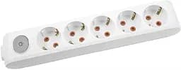 Колодка 5 гнізд з/заземл. з кнопкою біла (Multi-Let)