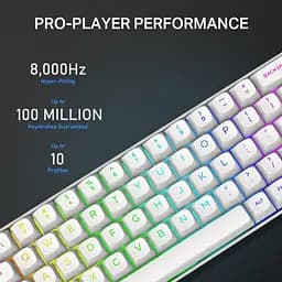 Ігрова магнітна клавіатура E-Yooso HZ-68 / Pink Magnetic Switch / RGB / 8К / Hall Switch / White - мініатюра 6