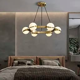 Элегантная латунная кольцевая люстра на 6 плафонов Ø 65 см | Ст. SG 51/6 AB+WT | Line F