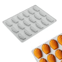 Форма силиконовая для выпечки печенья Мадлен на 18 ракушек 32х24х1.4 см C380, Kitchen Master Серый 87167