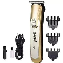 Професійна бездротова акумуляторна машинка ProGemei GM 6057 тример для стриження волосся металік