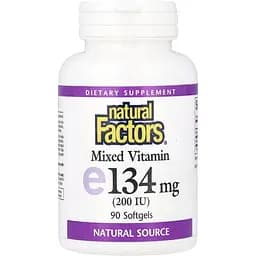 Суміш токоферолів Natural Factors Mixed Vitamin E 134 mg, 90 капсул для антиоксидантного захисту