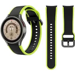 Ремінець для Samsung Galaxy Watch 5 44mm - чорно-зелений ширина кріплення 20мм силікон розмір L Watchbands Double Line (W12-5WB12143133)