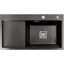 Кухонна мийка Platinum Handmade Pvd 780x430x220 L нержавійка чорна (квадратний сифон 3.0/1.0)