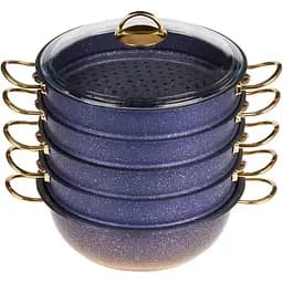 Мантоварка-пароварка OMS Collection 6091-C 30 см 6.4 л с гранитным покрытием 6 предметов синяя