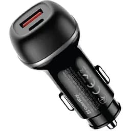 Зарядний пристрій ColorWay USB-C PD65W + USB QC3.0 car adapter (CW-CHA068PD-BK)