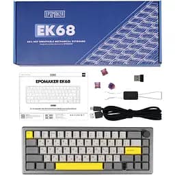 Клавіатура Epomaker EK68 Flamingo Black механічна бездротова (EK68-B-F) - мініатюра 2