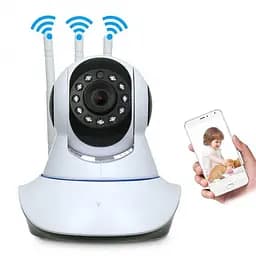 IP камера поворотна Wi-Fi 6030, бездротова, 3 антени, microSD, відеоспостереження, біла - мініатюра 2