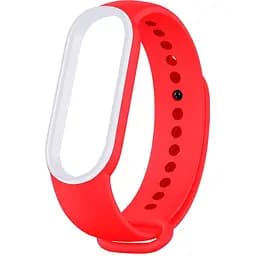 Ремінець Uwatch Double Color Replacement Silicone Band For Xiaomi Mi Band 5/6/7 Red/White Line