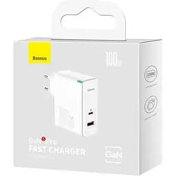 Зарядний пристрій Baseus GaN5 Pro Fast Charger C+U 100W White - мініатюра 5