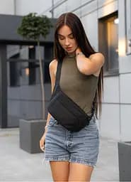 Женская сумка на пояс бананка Sambag Tirso Max черный 38×17×6 см (80341065)