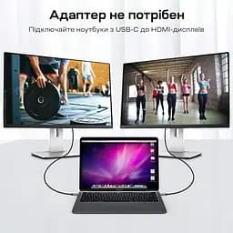 Кабель Choetech CH0021 Black USB-C to HDMI 4K@60Hz 1.8m (43-00177) - мініатюра 4